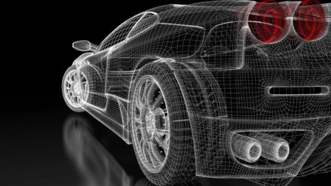 Sportwagen-Modell im 3D-Rendering